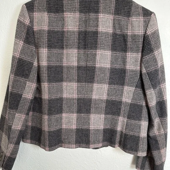 Pendleton Women's Blazer in Pink and Gray Plaid Size 6 Petite Vintage - Picture 2 of 12